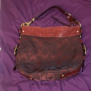 Burgundy coach bag genuine leather